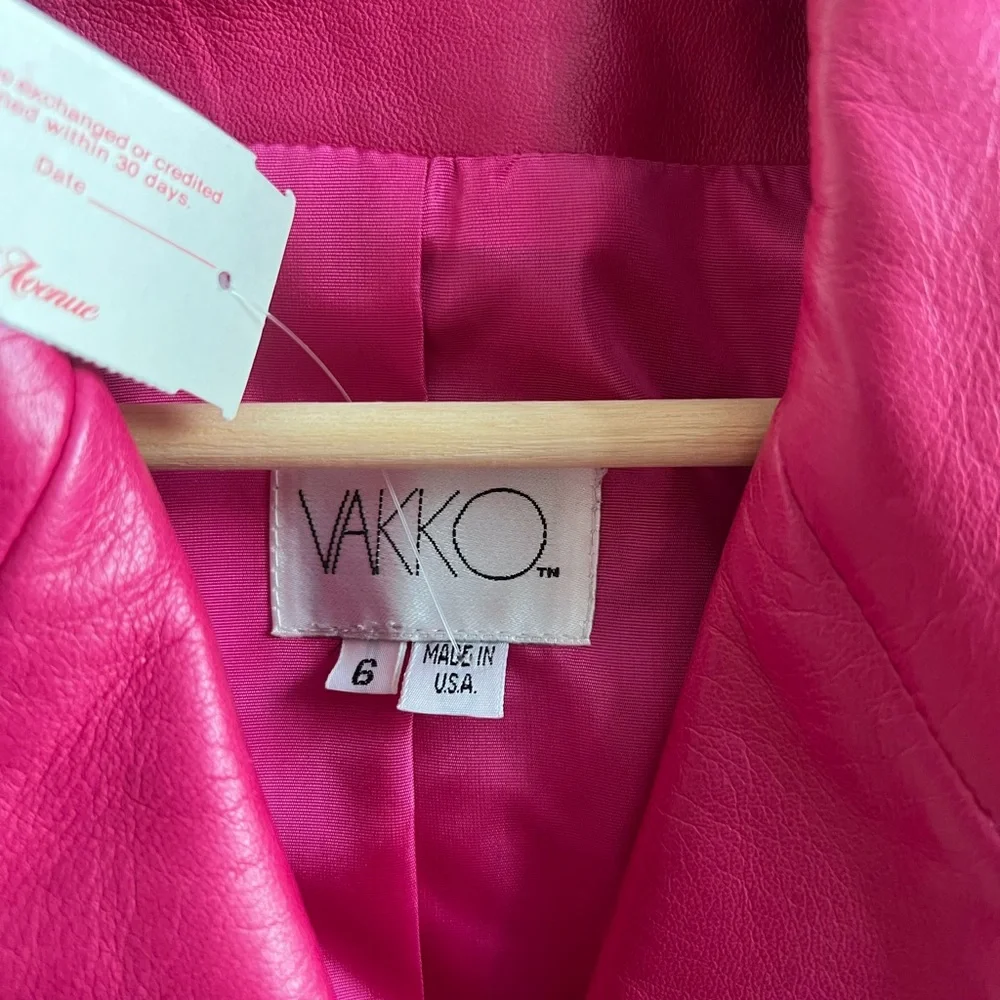 NWT Deadstock Vintage 80s Vakko Pink Leather Jacket - Picture 3 of 10